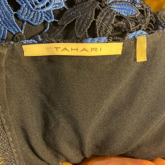 T Tahari Blue Lace A-Line Dress Size Small Elegant Cocktail Party Wedding Guest - Picture 11 of 16